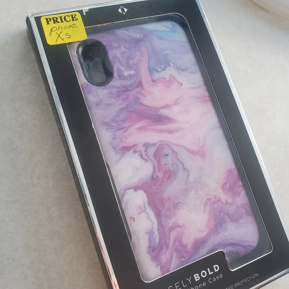 CASELYBOLD iPhone XS Case Military Grade Drop Tested Marble Swirl‎ Purple Pink